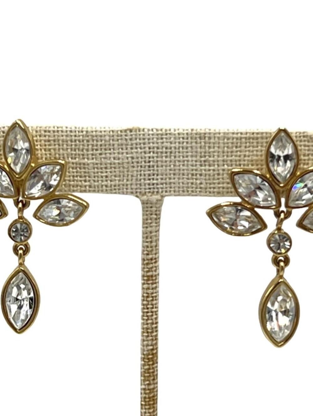 Monet Goldtone White Rhinestone Floral Post Earrings